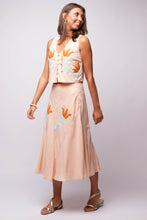 Rose Embroidered Midi Skirt