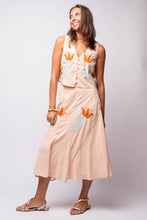 Rose Embroidered Midi Skirt
