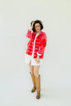 Sgt. Pepper Crew Cherry Bomb short pink jacket, full model view