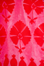 Sgt. Pepper Cherry Bomb pink velvet with bright red embroidery, fabric detail