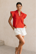 Scarlet Cutout Flutter Blouse