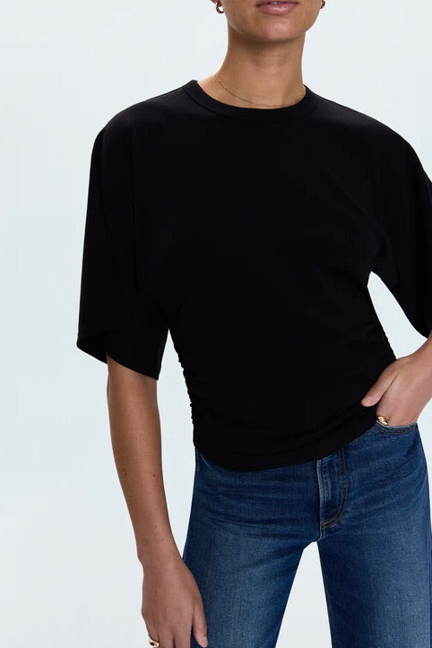 Veronica tee by Pistola in Noir with relaxed kimono sleeves