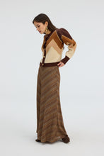 ALLISON New York Fuzzy Chevron Sweater in Brown Multi, model view