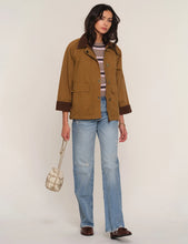 Brown Matin Jacket with a collar and cropped length