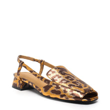 Bold animal print flat with a square toe and low block heel