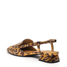 Patent leather slip-on in gold leopard with sleek silhouette