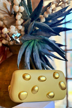 bc bags evening bag gold studded hardware magnetic closure yellow leather 