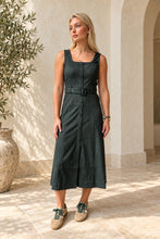 Kensley Vegan Suede Contrast Piped Midi Dress