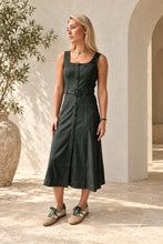 Kensley Vegan Suede Contrast Piped Midi Dress