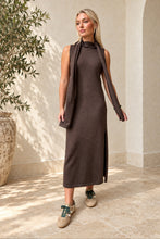 Knit Maxi Sweater Dress with Removable Scarf