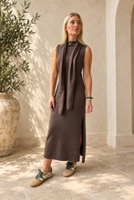 Knit Maxi Sweater Dress with Removable Scarf