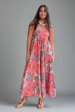 multicolor floral print maxi with spaghetti straps 
