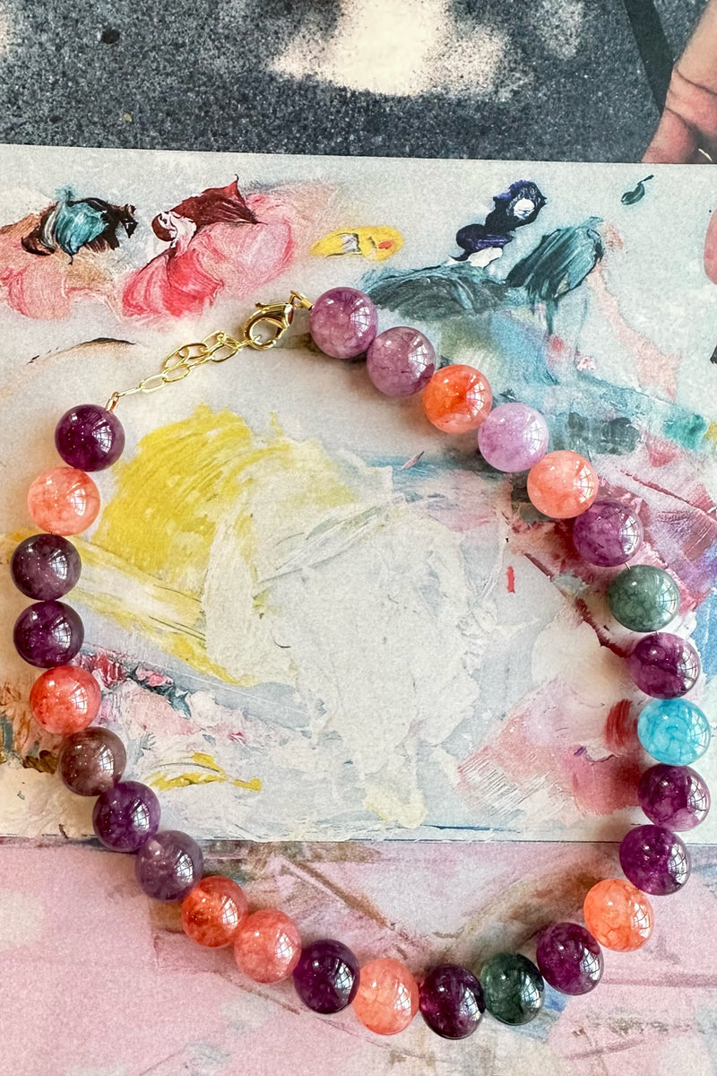 Multi Quartz Ball Bead Necklace 