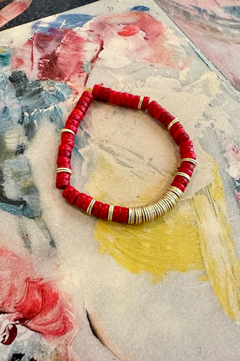 Red and Gold Magnesite Bracelet