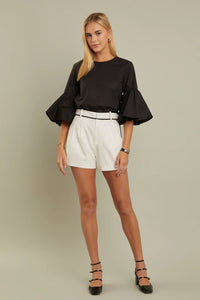 Linen Contrast Trim Shorts