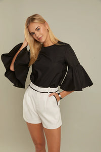 Linen Contrast Trim Shorts