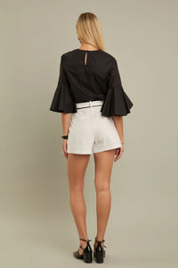 Linen Contrast Trim Shorts