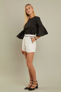 Linen Contrast Trim Shorts