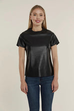 vegan leather black t shit top dolce cabo