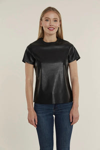 vegan leather black t shit top dolce cabo