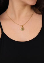 Soleil Charm necklace worn – Anabel Aram gold plated sunburst jewelry