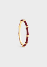 Close-up of Bamboo Hinged Bangle – gold plated