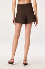 Pleated High-Rise Mini Shorts, Brown
