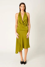 Portia Asymmetrical Draped Midi Skirt, Herb