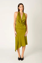 Portia Asymmetrical Draped Midi Skirt, Herb