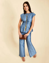 Quinn Pintuck Peplum Top, Lapis Blue