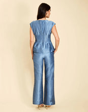 Quinn Pintuck Peplum Top, Lapis Blue