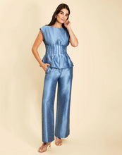 Taylor Full Length Wide-Leg Pant, Lapis Blue