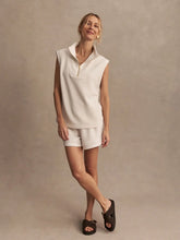 Magnolia 2.0 Half Zip Tank, Ivory Marl
