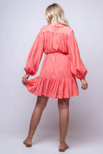 belted coral button down dress