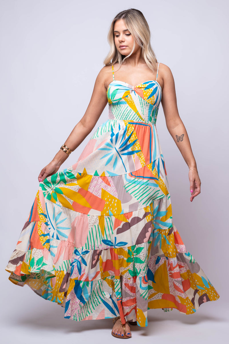 abstract print maxi dress