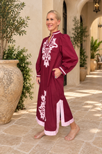 Burgundy kaftan Embroidered Dress