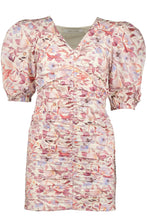 short sleeve floral ruched dress