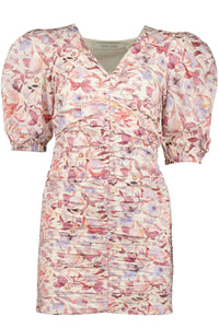 short sleeve floral ruched dress