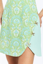 Mestiza New York Loverde Fit-and-Flare Mini Dress - Close-up front view showing trellis verte print detail and feminine design