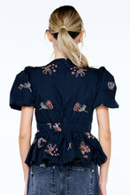 Liyana EMB Tie Front Peplum Top