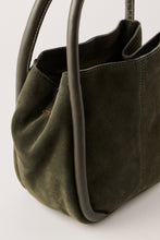 Free People Barlow suede bucket bag, side and handle detail