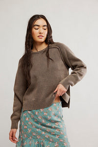 Free People Spring Street Pullover in French Chocolate