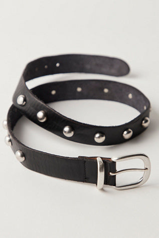 Free People black leather belt with brass stud detailing