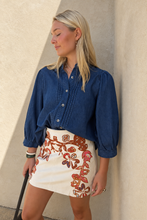 Entro Denim balloon sleeve top