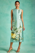 Mestiza New York Serena Midi Dress - Editorial styled shot showing citron tableau print and elegant silhouette