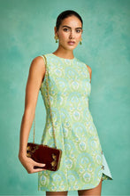 Mestiza New York Loverde Fit-and-Flare Mini Dress - Editorial styled shot showing trellis verte print and feminine silhouette