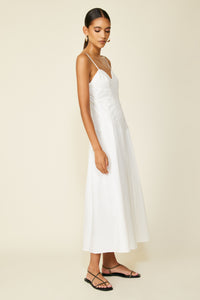 white lacie midi dress line and dot