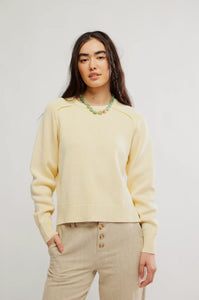 yellow Soft knit sweater with ribbed trim and laid-back fit free people