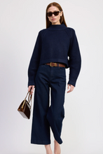 Model wearing Odette Sweater in navy
