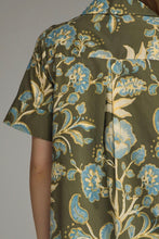 Floral Print Midi Shirt Dress, Olive
